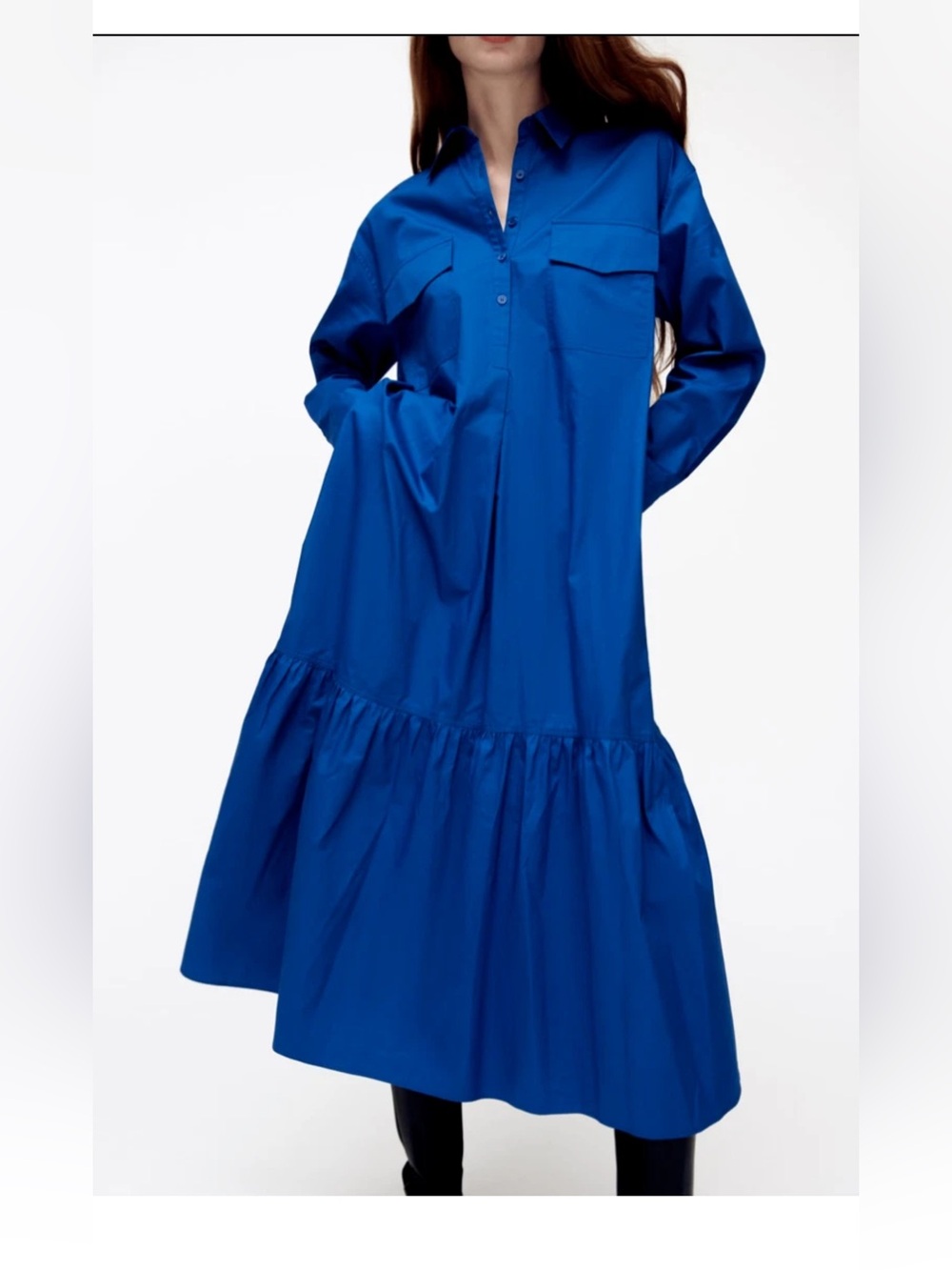 Zara Long Voluminous Poplin
Shirt Dress (Electric/ Royal Blue) XS oversized